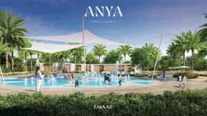Anya at Arabian Ranches 3 by Emaar Properties children's water play area with interactive splash features and landscaped surroundings in Dubai Presented by Tohid Fetrat