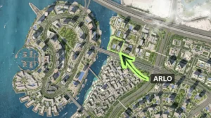 ARLO at Dubai Creek Harbour by Emaar Properties location map highlighting the project within Dubai Creek Harbour in Dubai - Presented by Tohid Fetrat