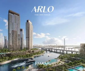 ARLO at Dubai Creek Harbour by Emaar Properties panoramic waterfront skyline with residential towers marina and city views in Dubai - Presented by Tohid Fetrat