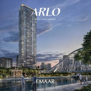 ARLO at Dubai Creek Harbour by Emaar Properties waterfront residential tower beside the marina and pedestrian bridge in Dubai - Presented by Tohid Fetrat