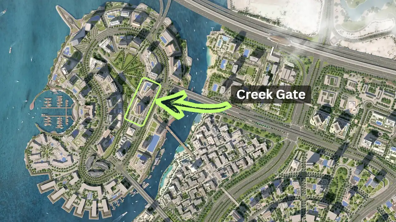 Creek Gate at Dubai Creek Harbour by Emaar Properties location within the Dubai Creek Harbour master community map in Dubai - Presented by Tohid Fetrat