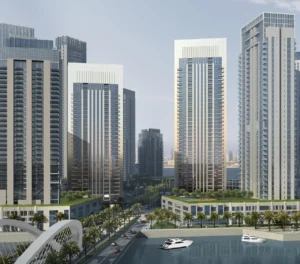 Creek Gate at Dubai Creek Harbour by Emaar Properties waterfront twin residential towers overlooking the marina and landscaped boulevard in Dubai - Presented by Tohid Fetrat