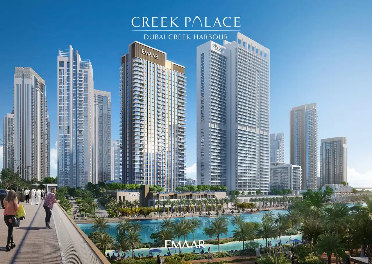 Creek Palace at Dubai Creek Harbour by Emaar Properties waterfront apartment towers with promenade, palm landscaping, and modern skyline surroundings in Dubai Presented by Tohid Fetrat