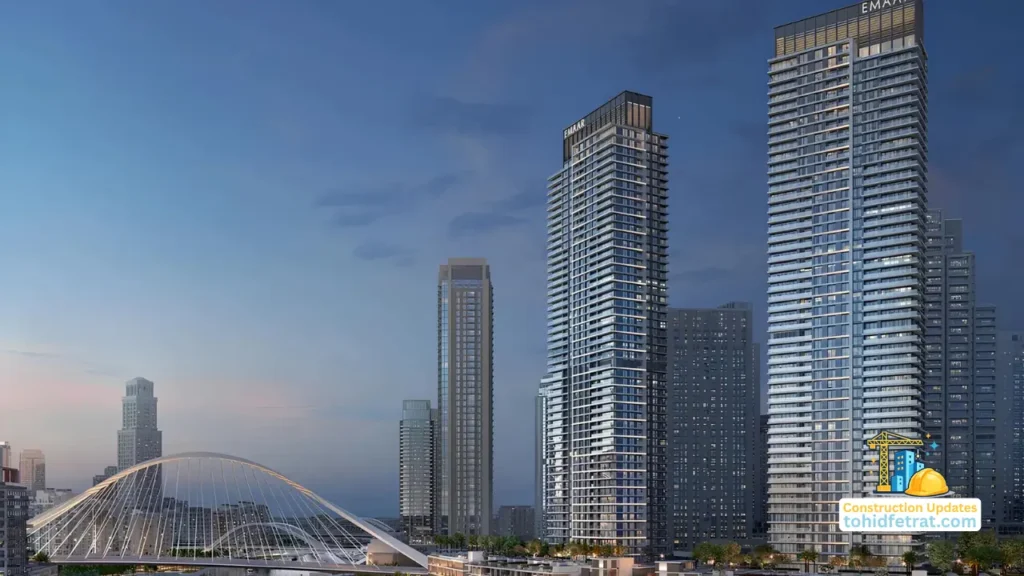 Creek Waters 2 Construction Updates featuring modern residential towers overlooking Dubai Creek Harbour in Dubai Presented by Tohid Fetrat