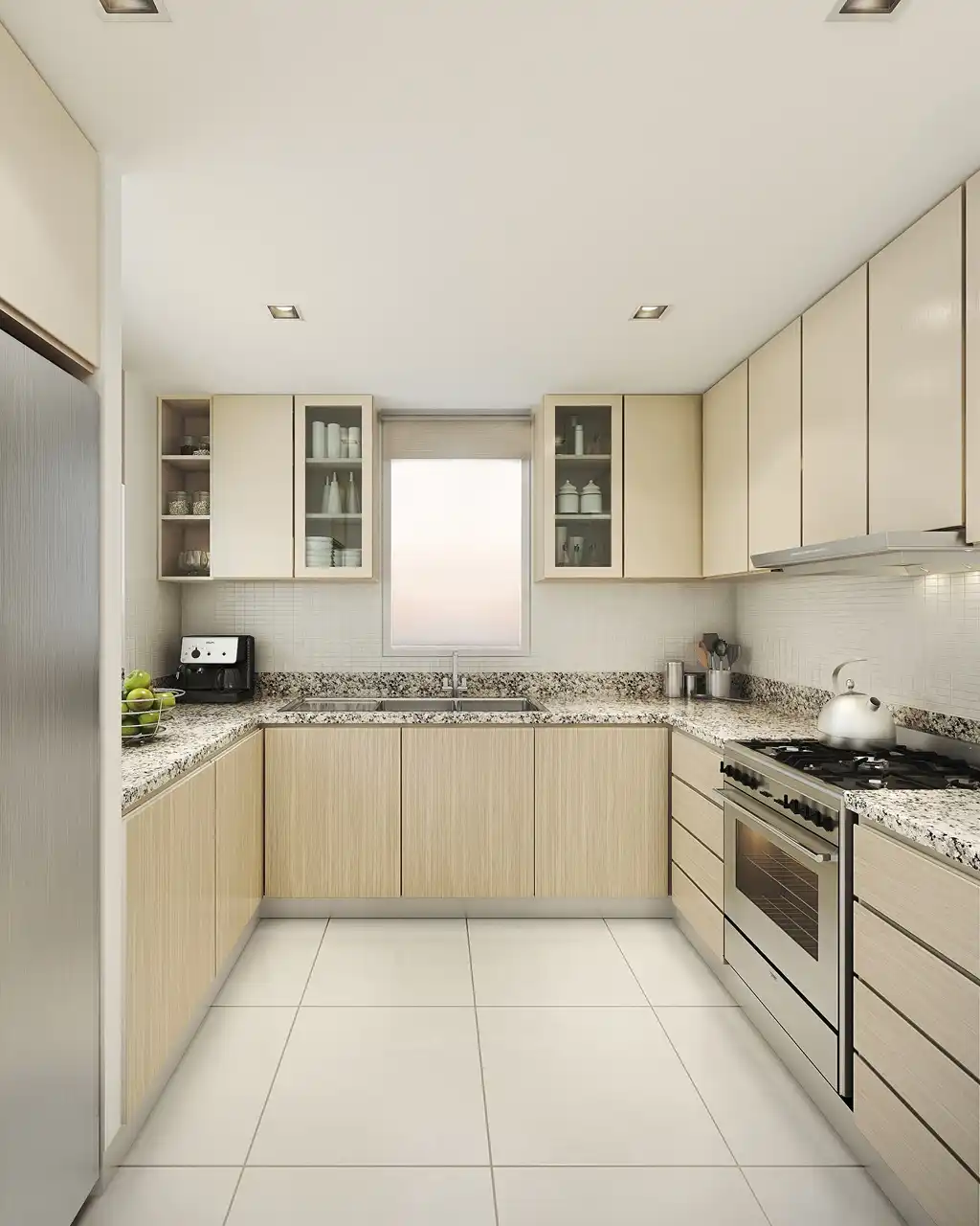 Creekside 18 at Dubai Creek Harbour by Emaar Properties contemporary kitchen with premium cabinetry, stone countertops and integrated appliances. Presented by Tohid Fetrat.