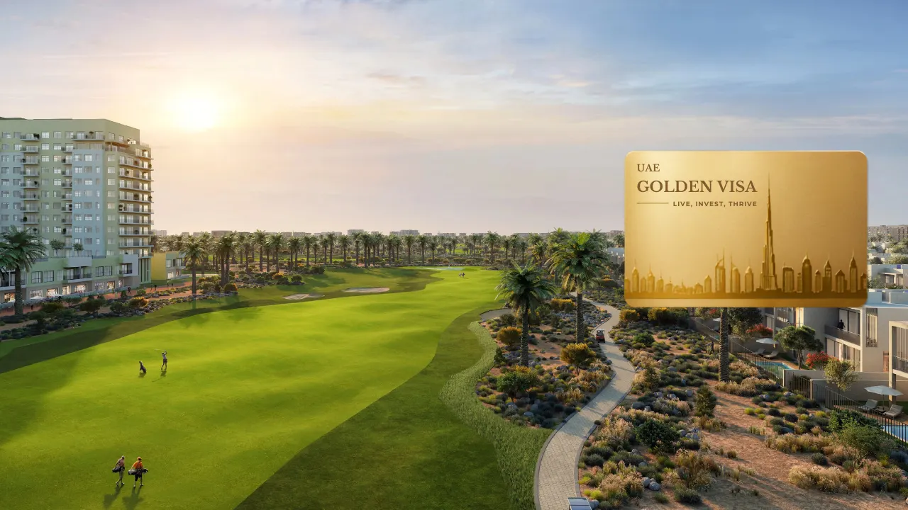 Golf Trails at Emaar South by Emaar Properties championship golf course with Golden Visa eligibility concept for qualifying Dubai property investment Presented by Tohid Fetrat