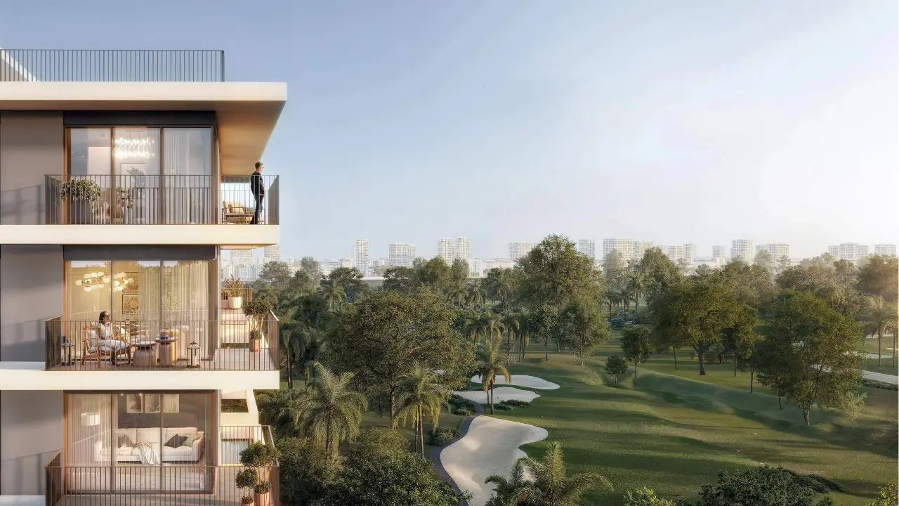 Golf Trails at Emaar South by Emaar Properties modern apartment residences with private balconies overlooking the championship golf course in Dubai Presented by Tohid Fetrat