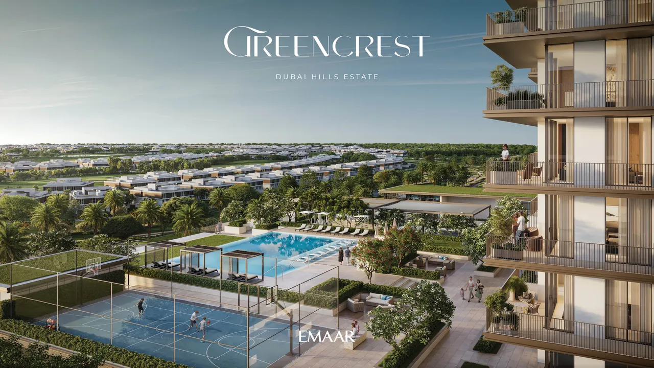 Greencrest by Emaar in Dubai Hills Estate connectivity map showing road links to Al Khail Road and Downtown Dubai in Dubai - Presented by Tohid Fetrat