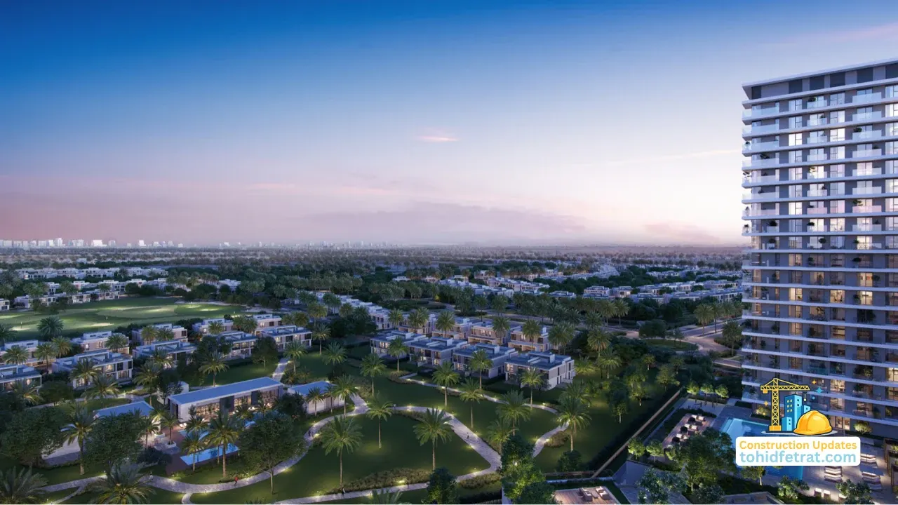 Greenside Residence by Emaar in Dubai Hills Estate construction updates showing the residential development progress amid landscaped surroundings in Dubai Presented by Tohid Fetrat