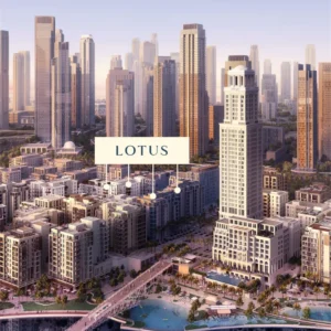 Lotus at Dubai Creek Harbour by Emaar Properties location map highlighting the residential development within Creek Beach and the Dubai skyline in Dubai Presented by Tohid Fetrat