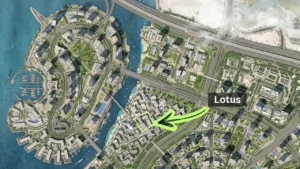 Lotus at Dubai Creek Harbour by Emaar Properties location within the Dubai Creek Harbour master community highlighting the project position in Dubai Presented by Tohid Fetrat