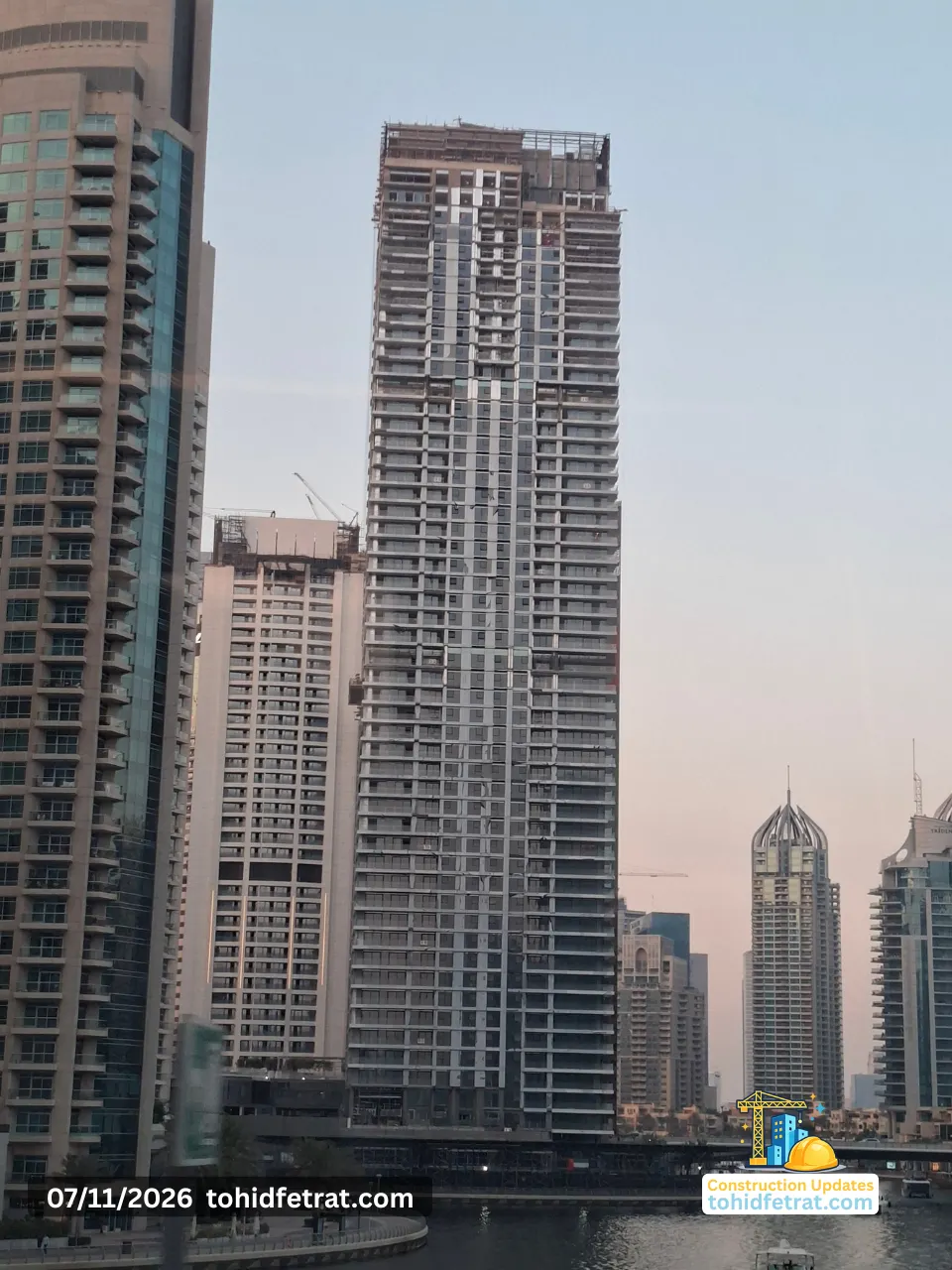 Marina Shores Construction Update showing the residential tower under construction on 11 July 2026 in Dubai Marina Captured by Tohid Fetrat