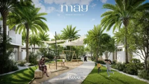 May at Arabian Ranches 3 by Emaar Properties landscaped community playground with shaded children's play area and walking paths in Dubai Presented by Tohid Fetrat