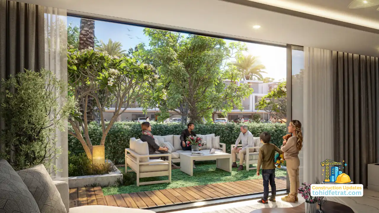 Natura at DAMAC Hills 2 by DAMAC Properties contemporary townhouses with landscaped private gardens spacious balconies and modern facade design in Dubai Presented by Tohid Fetrat