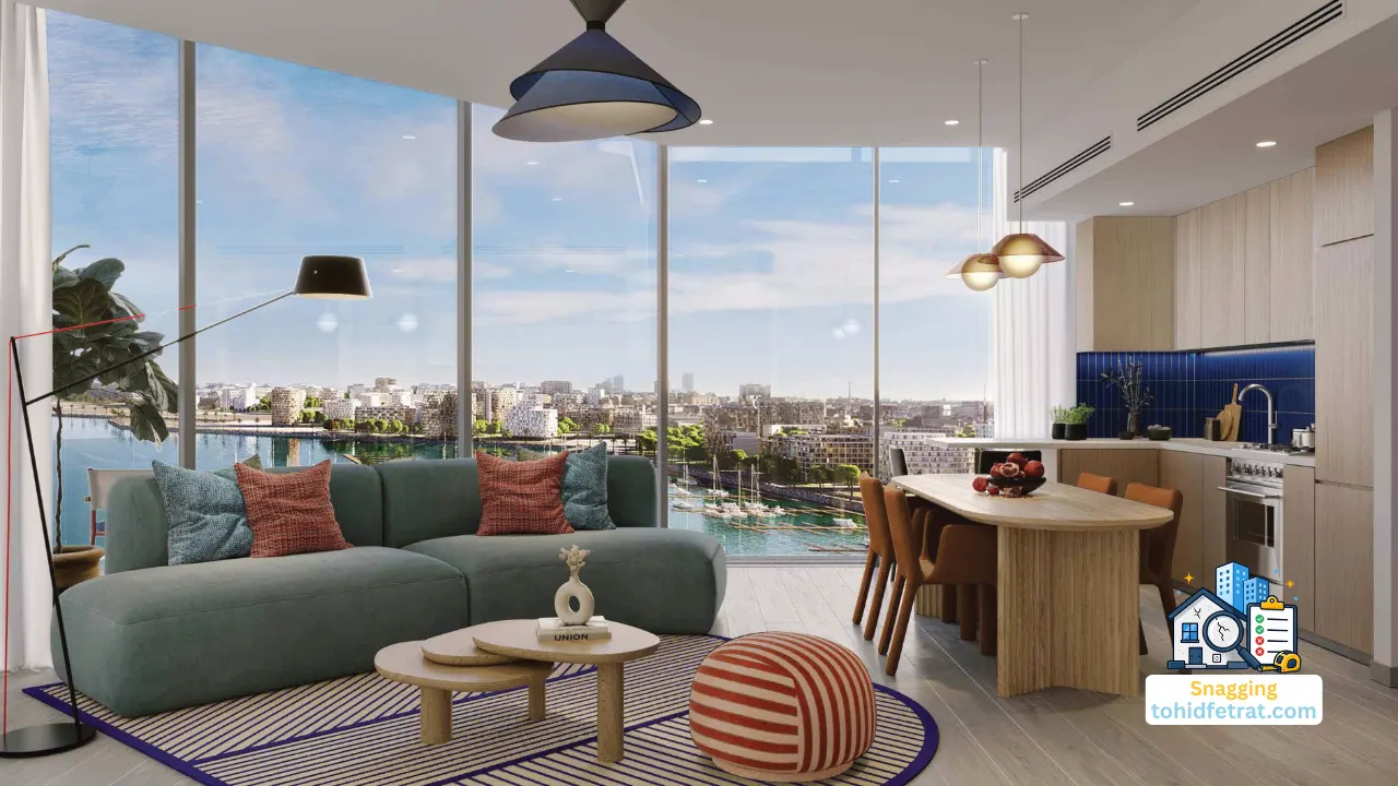 Nautica One by Select Group in Dubai Maritime City contemporary apartment interior for snagging inspection in Dubai Presented by Tohid Fetrat