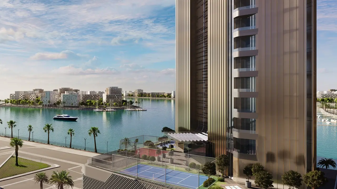 Nautica One by Select Group in Dubai Maritime City with a tennis court and waterfront views in Dubai Presented by Tohid Fetrat