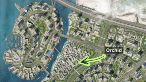 Orchid at Dubai Creek Harbour by Emaar Properties location within Dubai Creek Harbour community map highlighting the project position in Dubai Presented by Tohid Fetrat