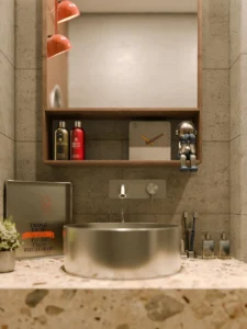 RAW District 2 by Imtiaz contemporary bathroom vanity with premium finishes and modern fixtures in Dubai - Presented by Tohid Fetrat