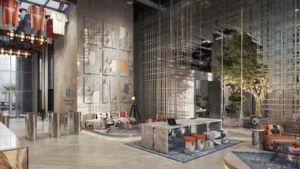 RAW District by Imtiaz in Downtown Jebel Ali creative workspace lobby with designer furniture, artistic interiors, and collaborative social spaces in Dubai - Presented by Tohid Fetrat