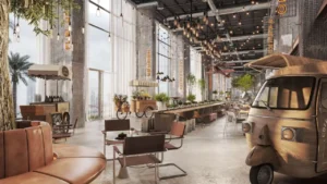 RAW District by Imtiaz in Downtown Jebel Ali indoor marketplace and social hub with café seating, artisan kiosks, and contemporary lifestyle spaces in Dubai - Presented by Tohid Fetrat
