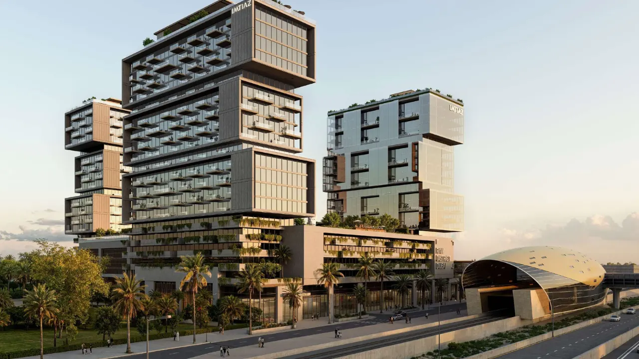 RAW District by Imtiaz in Downtown Jebel Ali mixed use development beside the metro station with residential towers, office building, and retail podium in Dubai - Presented by Tohid Fetrat