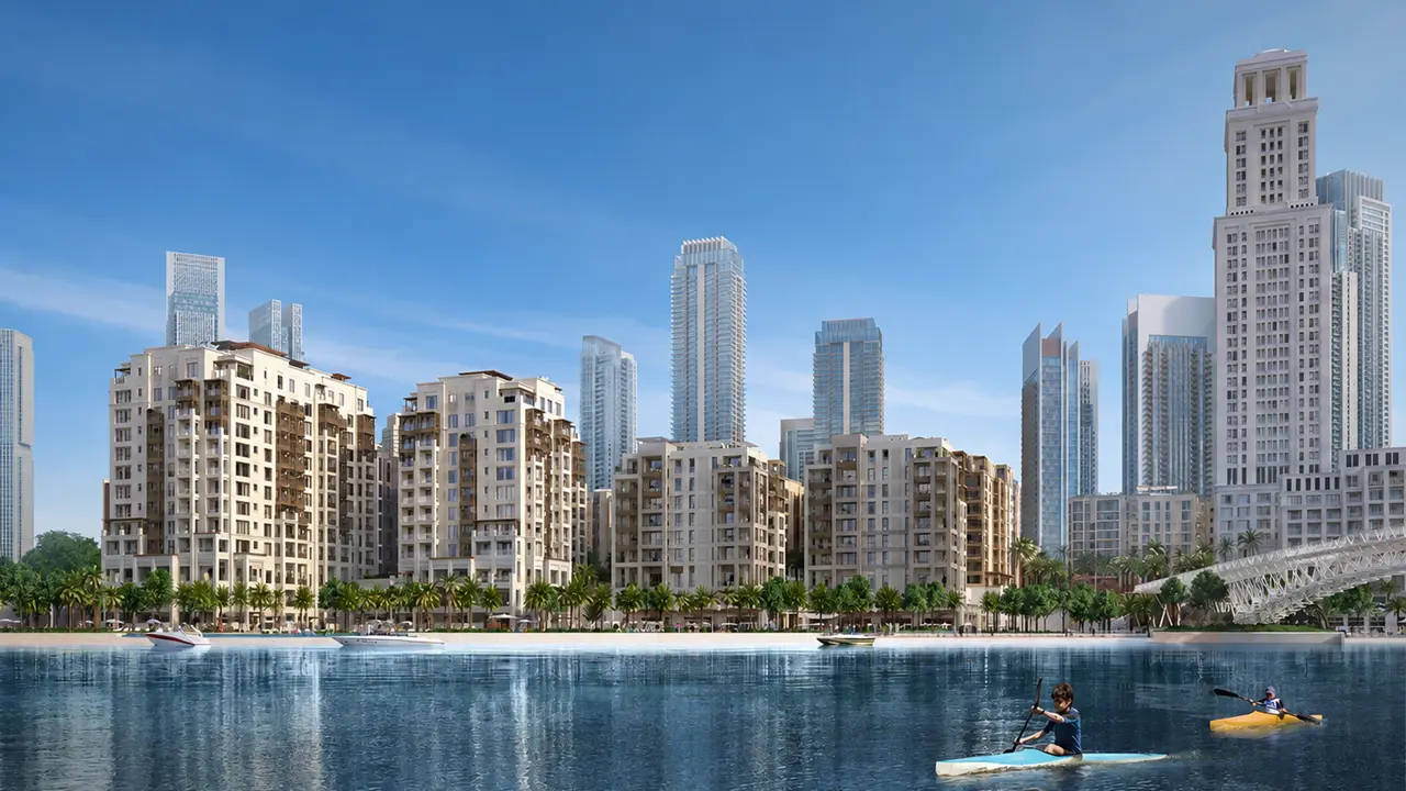 Rosewater at Dubai Creek Harbour by Emaar Properties panoramic view of Creek Beach waterfront residences and Dubai skyline in Dubai Presented by Tohid Fetrat