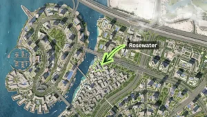 Rosewater at Dubai Creek Harbour by Emaar Properties location within Dubai Creek Harbour master plan highlighting the residential development in Dubai Presented by Tohid Fetrat