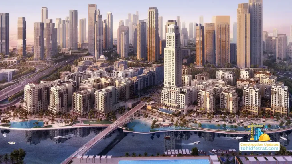 Savanna at Dubai Creek Harbour by Emaar Properties aerial view of the waterfront residential community for the Construction Updates page in Dubai Presented by Tohid Fetrat
