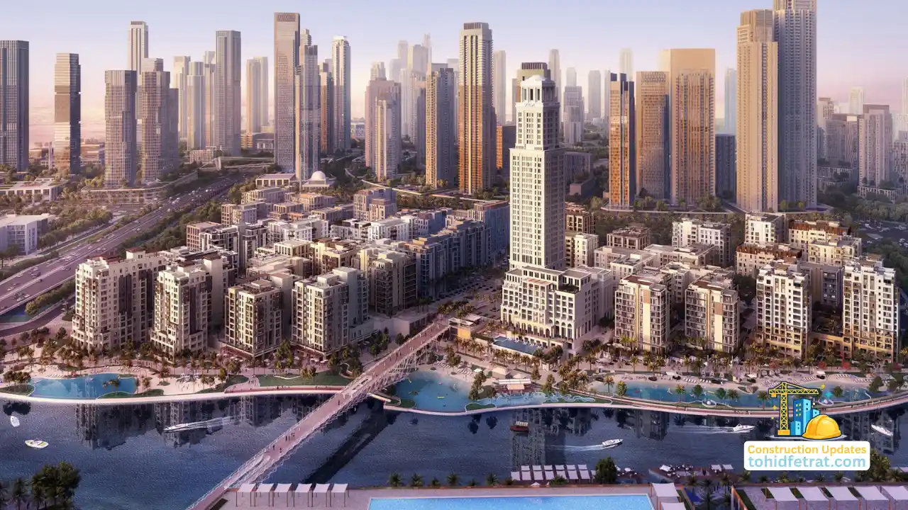 Savanna at Dubai Creek Harbour by Emaar Properties aerial view of the waterfront residential community for the Construction Updates page in Dubai Presented by Tohid Fetrat