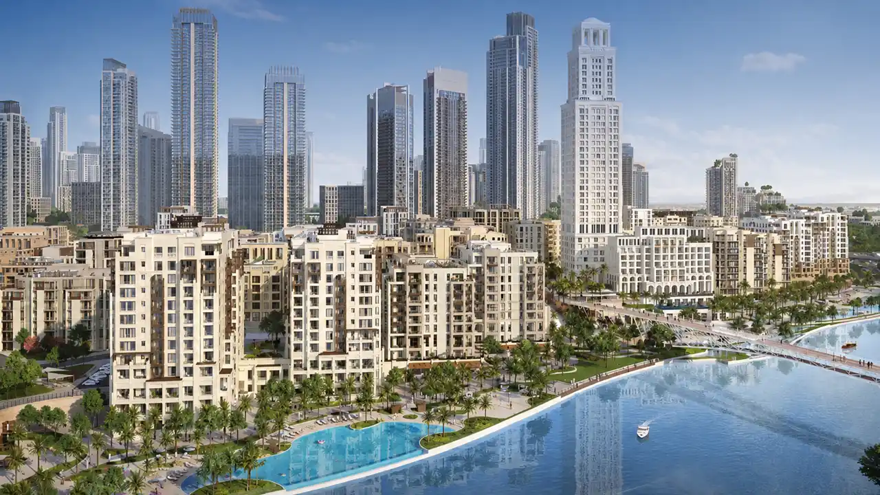 Savanna at Dubai Creek Harbour by Emaar Properties waterfront residential buildings with landscaped promenade and Dubai skyline views in Dubai Presented by Tohid Fetrat