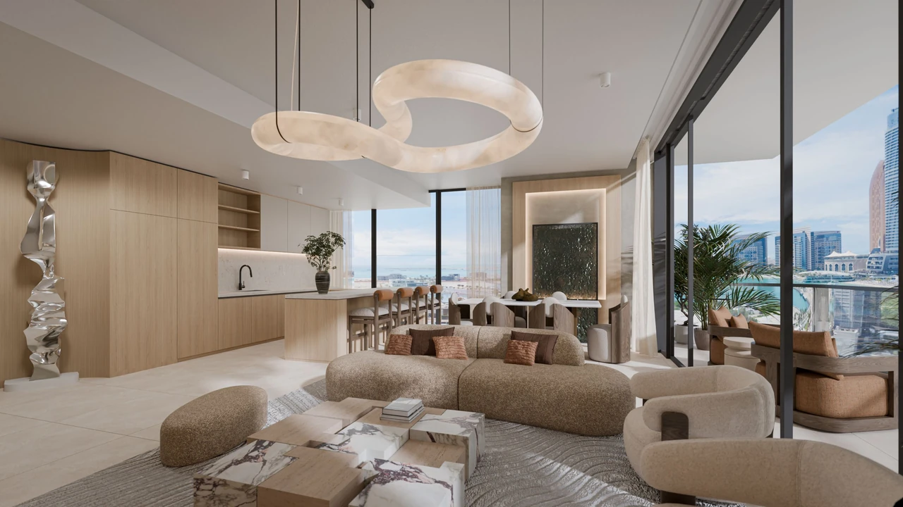 Talea by Beyond in Dubai Maritime City dressing room interior with fitted wardrobes and vanity in Dubai - Presented by Tohid Fetrat
