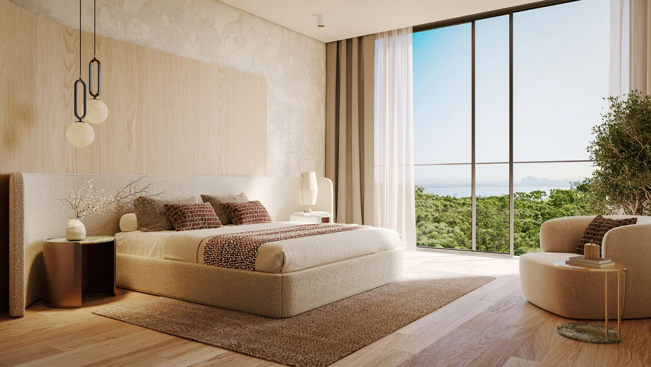 Talea by Beyond in Dubai Maritime City living room interior with lounge seating and waterfront outlook in Dubai - Presented by Tohid Fetrat