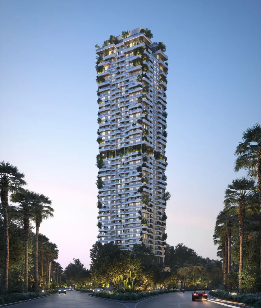 Talea by Beyond in Dubai Maritime City waterfront residential tower facade rising above the Gulf in Dubai - Presented by Tohid Fetrat