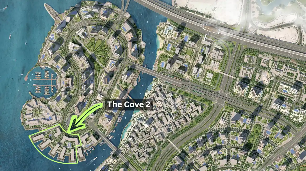 The Cove 2 at Dubai Creek Harbour by Emaar Properties location map highlighting the project within Dubai Creek Harbour master community in Dubai Presented by Tohid Fetrat