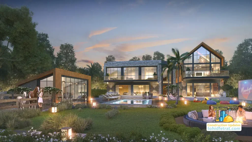 The Farmhouses at DAMAC Hills 2 by DAMAC construction updates featuring a luxury villa with private pool, horse paddock, outdoor cinema and landscaped gardens in Dubai Presented by Tohid Fetrat