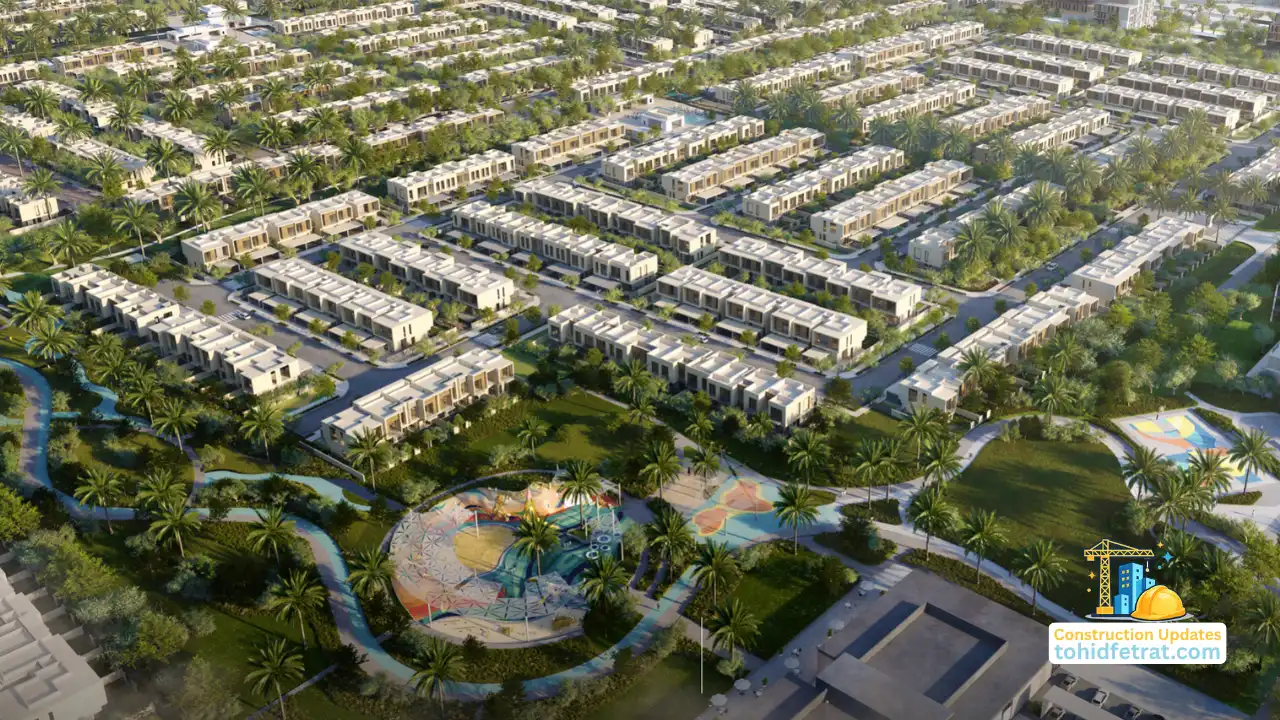 Aerial view of The Valley by Emaar master community highlighting landscaped neighborhoods and parks for Why The Valley Construction Updates Matter for Dubai Property Investors. Presented by Tohid Fetrat