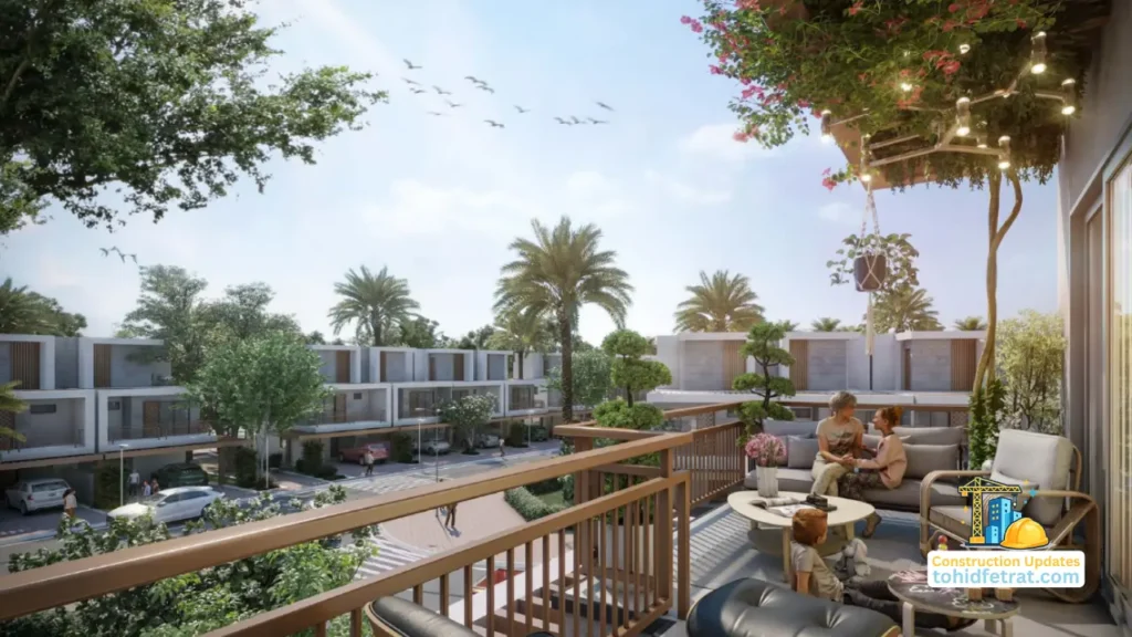 Violet at DAMAC Hills 2 by DAMAC Properties construction update overlooking the townhouse community and landscaped surroundings in Dubai Captured by Tohid Fetrat