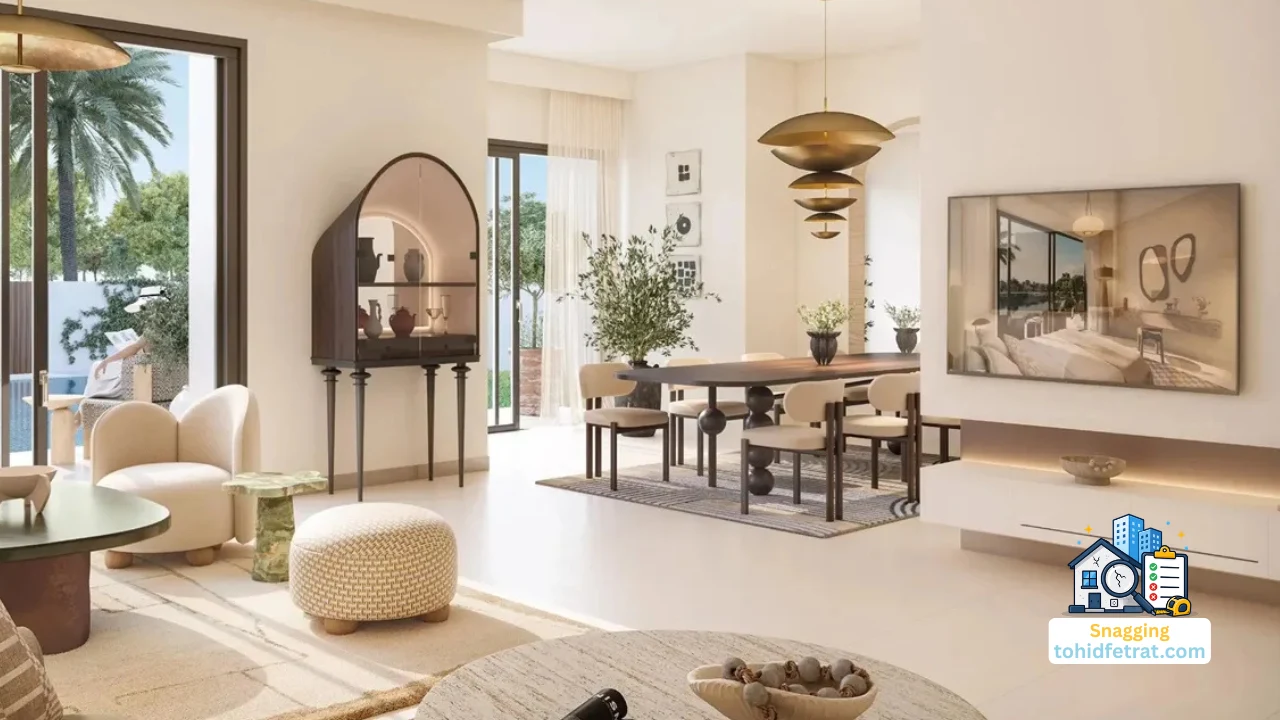 Why an Independent Inspection Protects Alana Buyers featuring a bright contemporary living and dining space at Alana at The Valley by Emaar Presented by Tohid Fetrat