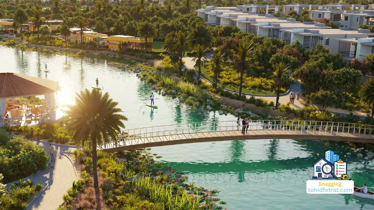 Why DAMAC Hills 2 Construction Updates Matter for Dubai Property Investors featuring the community lagoon, landscaped parks, and waterfront lifestyle at DAMAC Hills 2. Presented by Tohid Fetrat