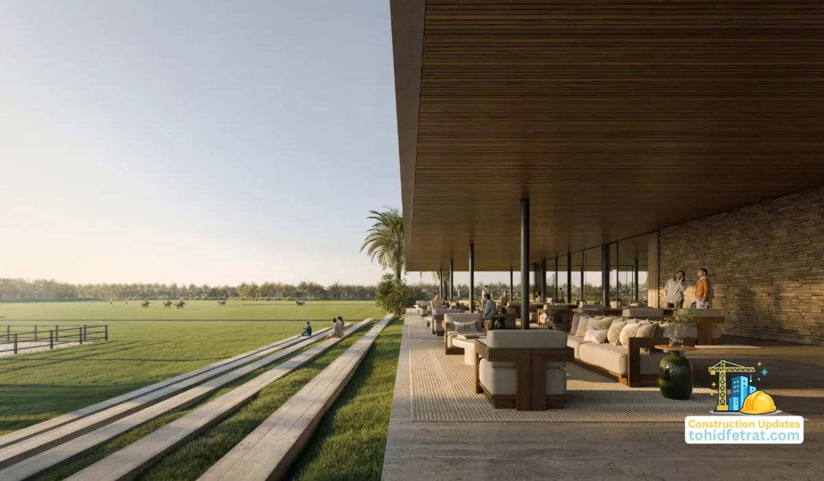 Why Grand Polo Club & Resort Construction Updates Matter for Dubai Property Investors featuring the polo club terrace overlooking landscaped fields and equestrian grounds Presented by Tohid Fetrat